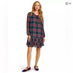 Draper James Roseanne Georgia Plaid Flounce Shift Dress‎ – Large